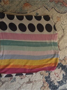 Striped Multicolor Sleeveless Sweater Top - Women